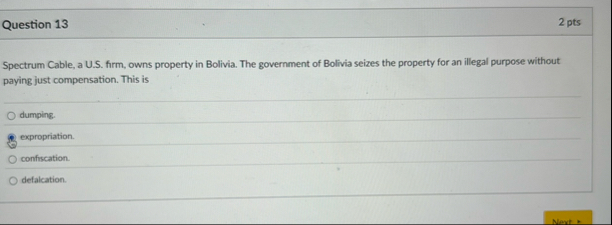 Question 1 3 2 pts Spectrum Cable, a U . S .