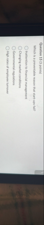 Question 1 5 ( 3 points ) Which is a preventable