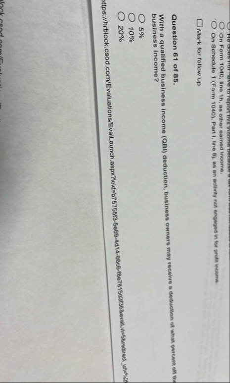 On Form 1 0 4 0 , line 1 h , as other earned