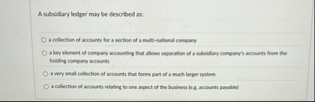 A subsidiary ledger may be described as: a