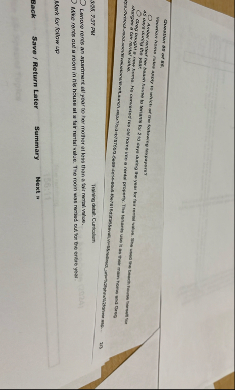 Question 8 0 or 8 5 . Vacation home rules apply