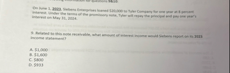 On June 1 , 2 0 2 3 . Siebens Interprises loaned