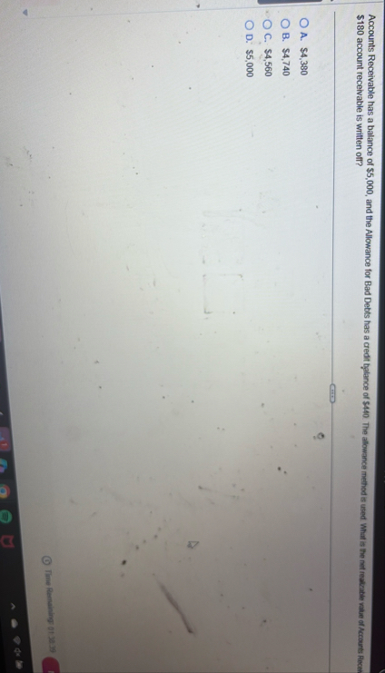 Accounts Receivable has a balance of $ 5 , 0 0 0