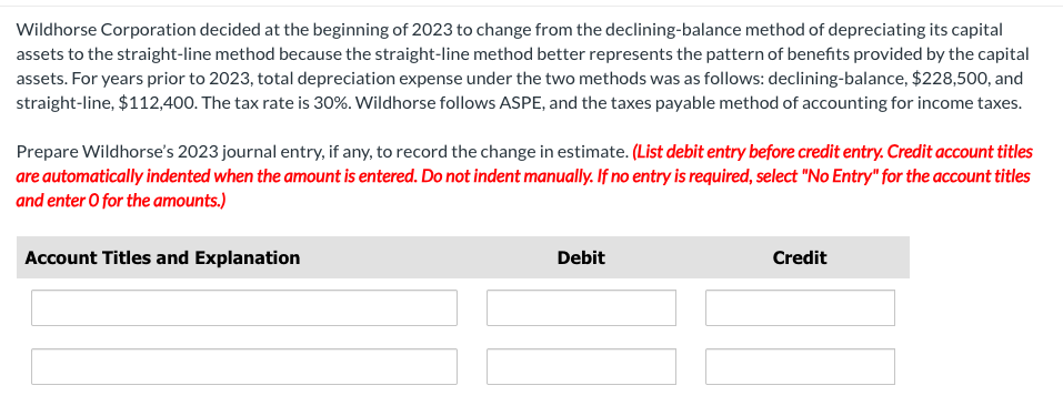 Wildhorse Corporation decided at the beginning of