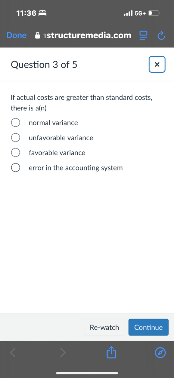 1 1 : 3 6 5 G Done istructuremedia.com Question 3
