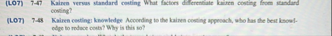 ( LO 7 ) 7 - 4 7 Kaizen versus standard costing
