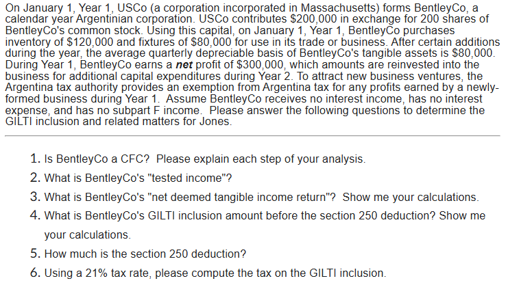 1 . Is BentleyCo a CFC ? Please explain each step