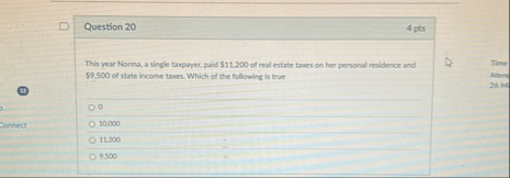 Question 2 0 4 pts This year Norma, a single