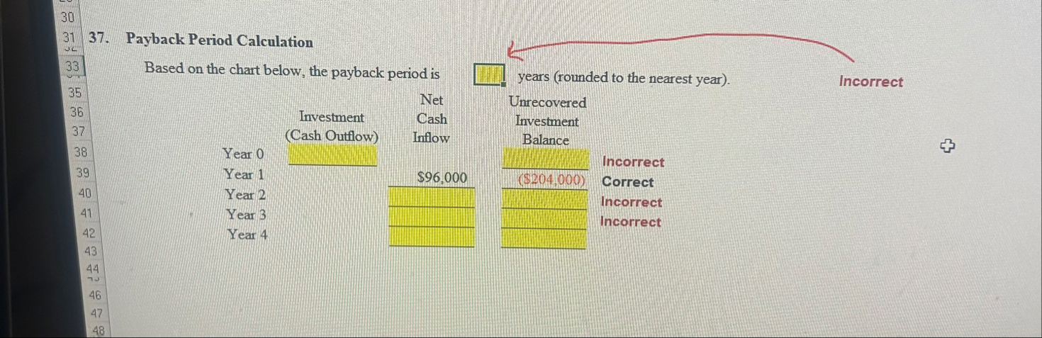 3 0 3 1 . 3 7 . Payback Period Calculation 3 3 3