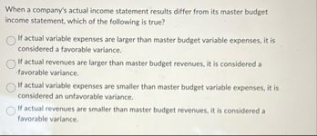 When a company's actual income statement results