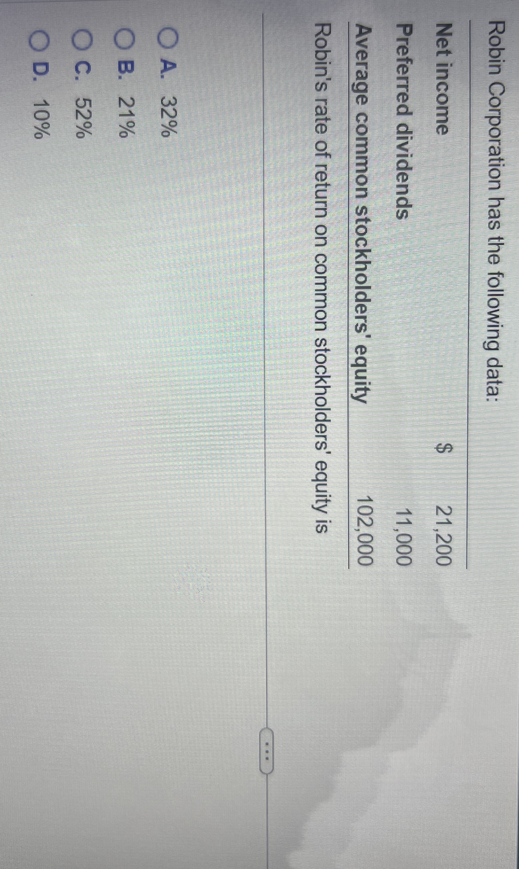 Robin Corporation has the following data: \ table