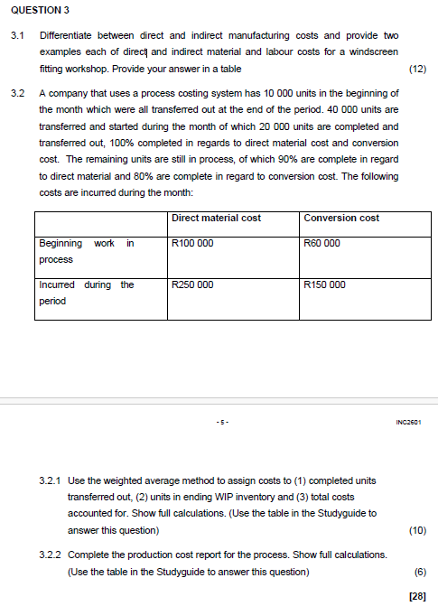 QUESTION 3 3 . 1 Differentiate between direct and
