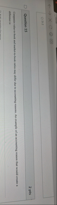 2 1 . 2 2 pts Question 1 5 Compunies value - to -