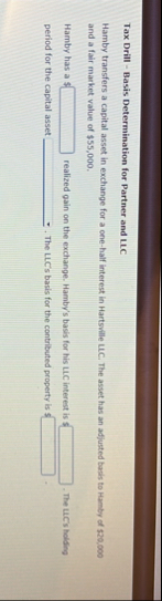 Tax Drill - Basis Determination for Partner and