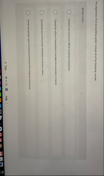 The objectives of an accounting system include