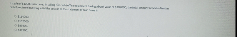 If a gain of $ 1 2 2 0 0 is incurred in selling (