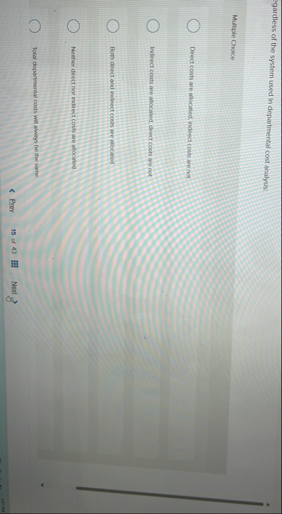 egardless of the system used in departmental cost
