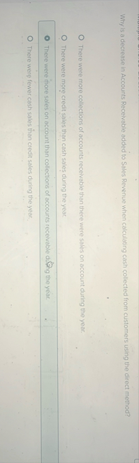 Why is a decrease in Accounts Recelvable added to