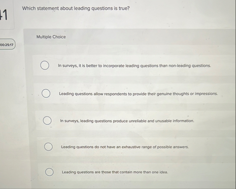 1 Which statement about leading questions is