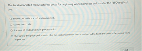 The total associated manufacturing costs for