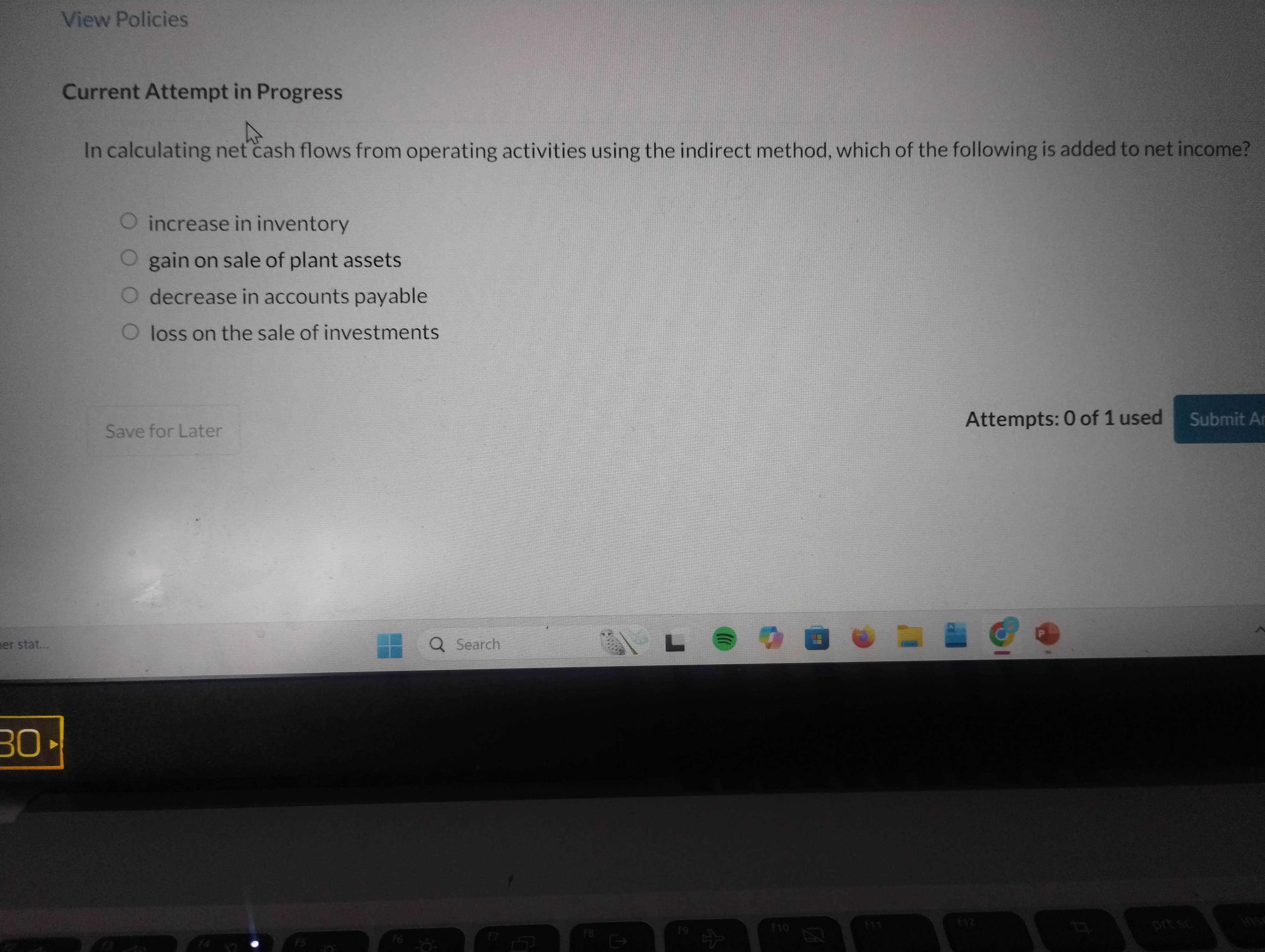 Current Attempt in Progress In calculating net