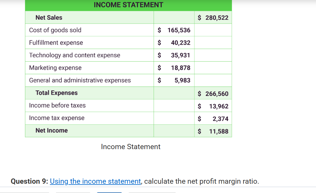 INCOME STATEMENT \ begin { tabular } { | l | l |