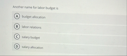 Another name for labor budget is budget