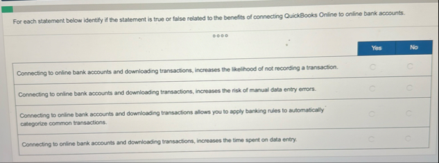 For each statement below identify if the