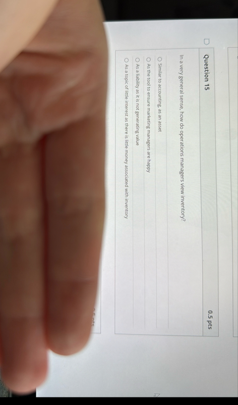 Question 1 5 0 . 5 pts In a very general sense,
