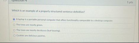 1 pts Which is an example of a properly