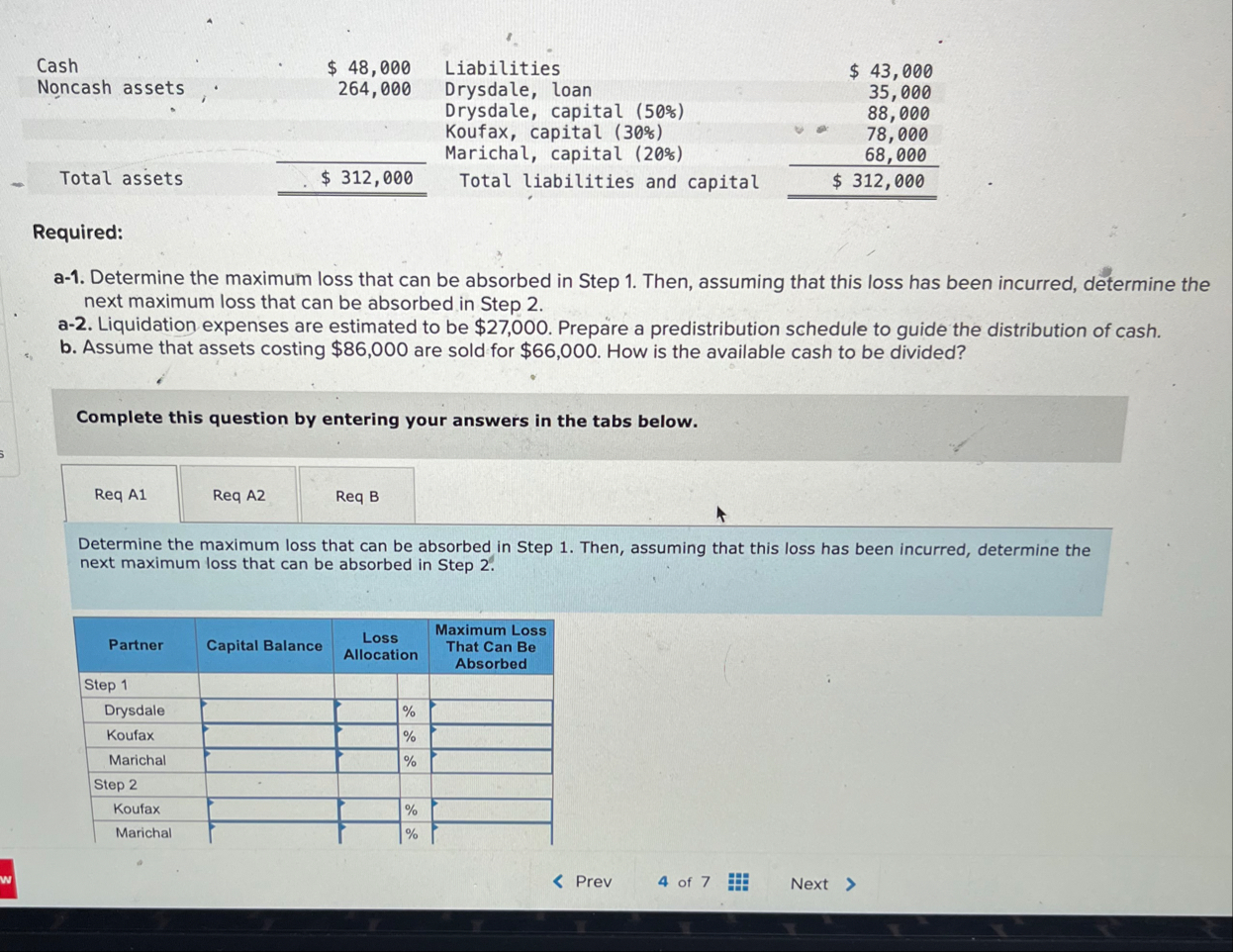 \ table [ [ Cash , $ 4 8 , 0 0 0 , Liabilities,$