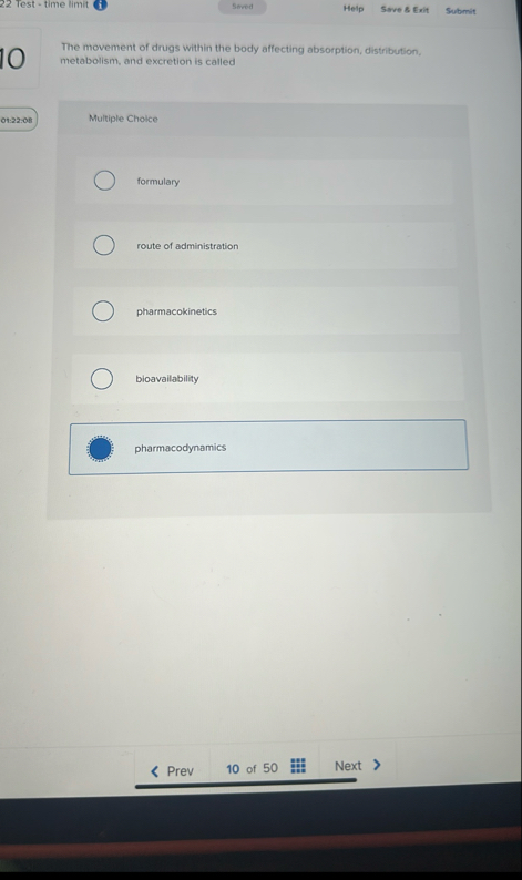 2 2 Test - time limit Help Sore 8 Exit Submit 1 0