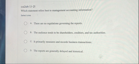 ca 2 ah 1 1 - 2 1 Which statement fefers best to