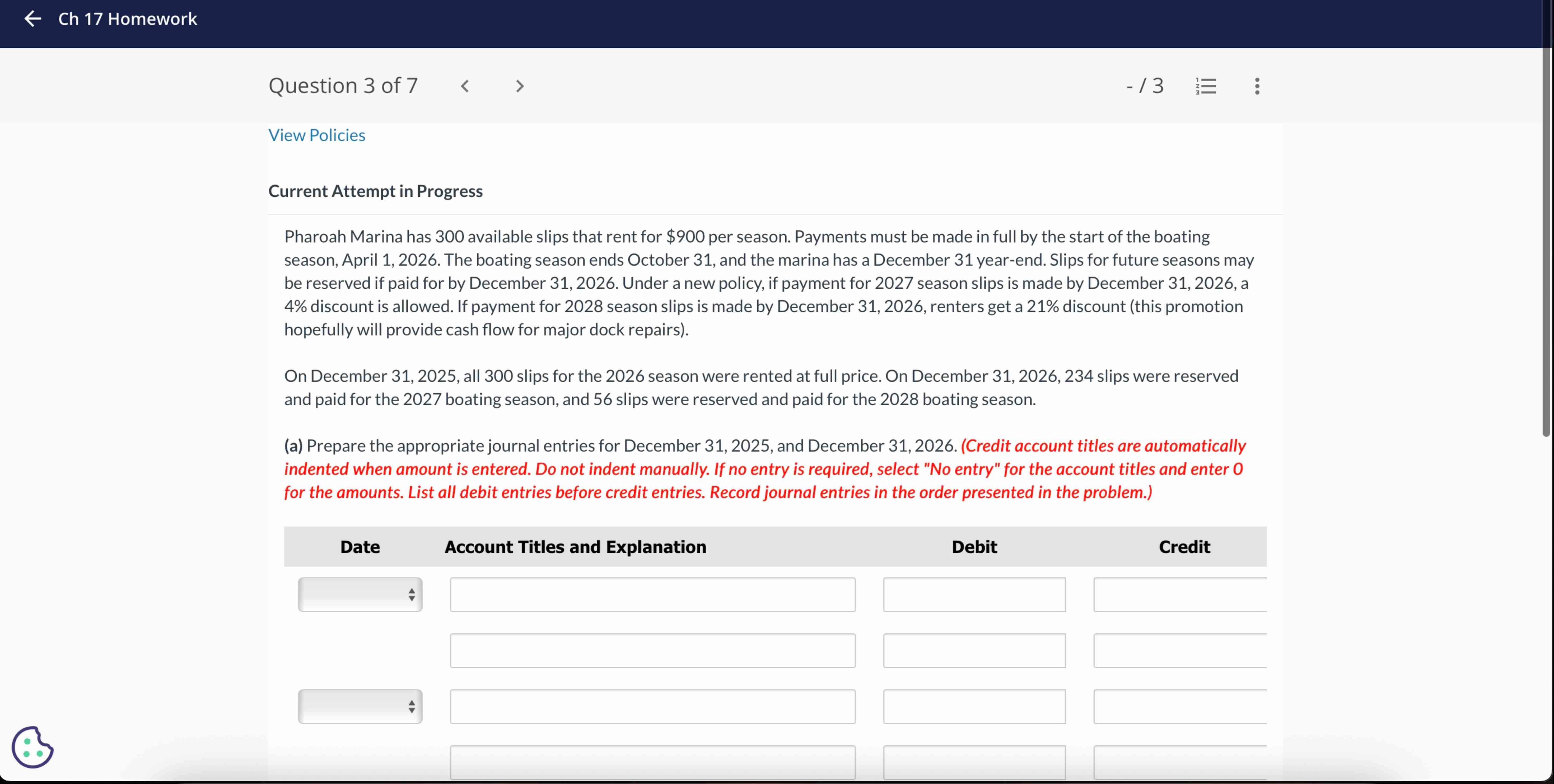 Current Attempt in Progress Pharoah Marina has 3