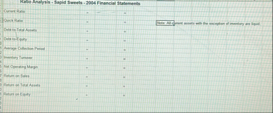 Ratio Analysis - Sapid Sweeta - 2 0 0 4 Financial