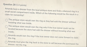 Question 2 8 ( 1 . 4 points ) Amanda buys a