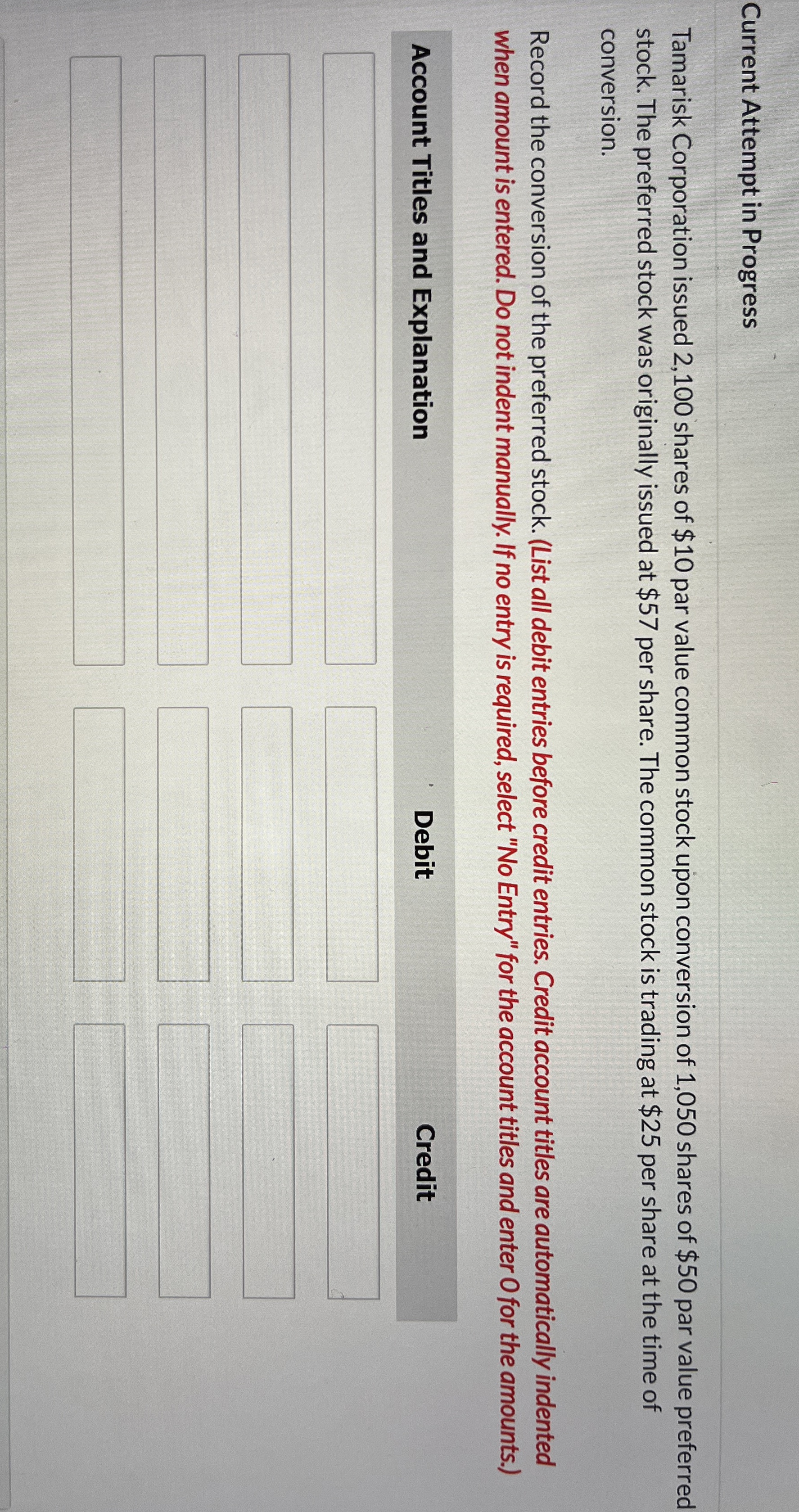 Current Attempt in Progress Tamarisk Corporation