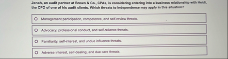 Jonah, an audit partner at Brown & Co . , CPAs,
