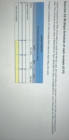 Exercise 2 2 - 1 8 ( Algo ) Schedule of cash