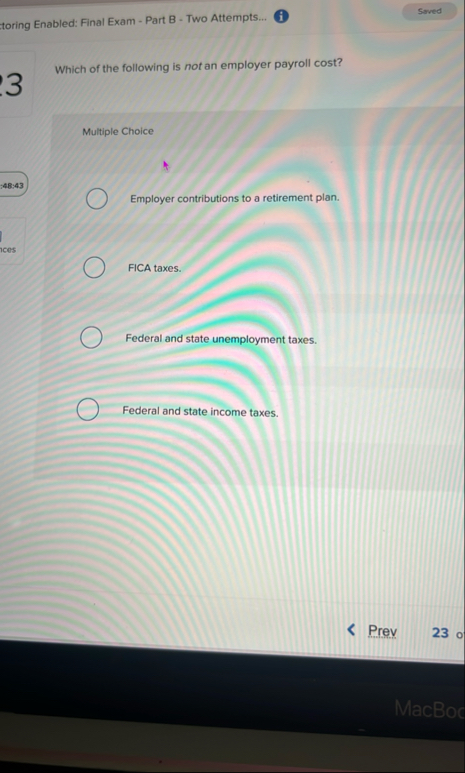 toring Enabled: Final Exam - Part B - Two