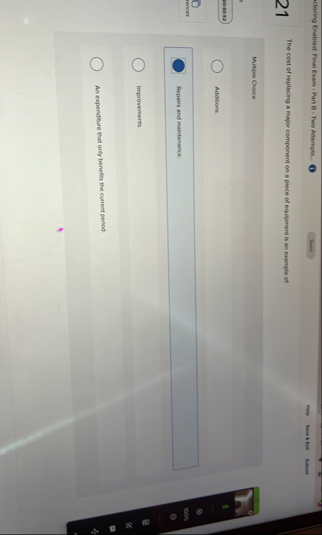 ctoring Enabled: Final Exam - Part B - Two