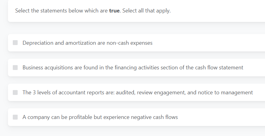 Select the statements below which are true.