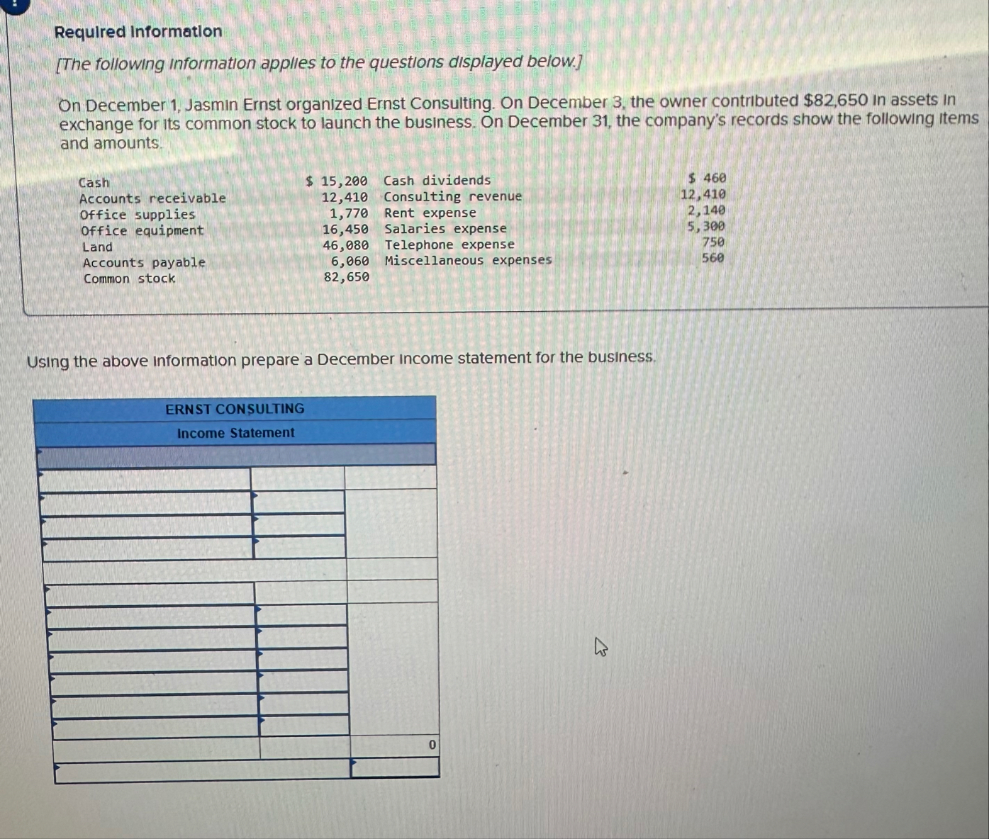 D Dequilied inflormation and amounts \ table [ [
