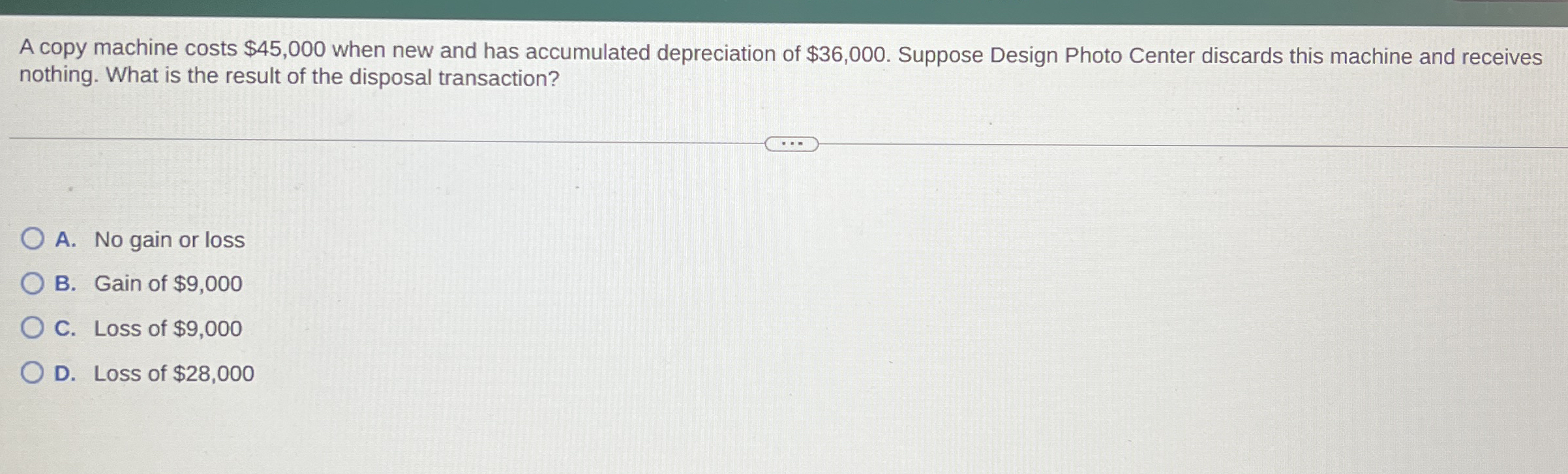 A copy machine costs $ 4 5 , 0 0 0 when new and