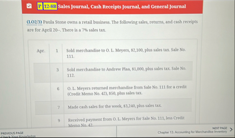 P 1 2 - 8 B Sales Journal, Cash Receipts Journal,