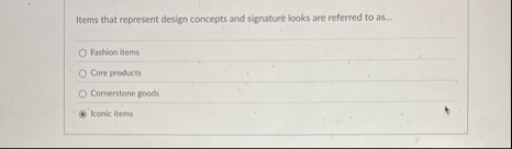 Items that represent design concepts and