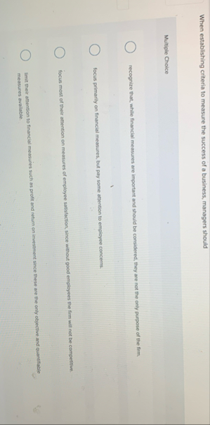 When establishing criteria to measure the success