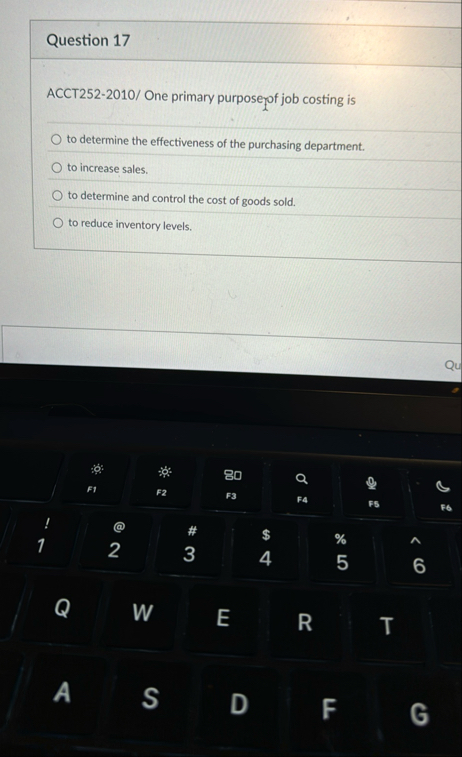 Question 1 7 ACCT 2 5 2 - 2 0 1 0 / One primary