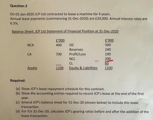 Question 2 On 0 1 - Jan - 2 0 2 0 JCP Ltd