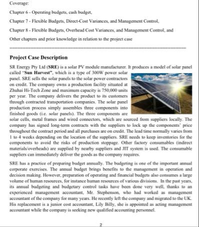 Coverage: Chapter 6 - Operating budgets, cash